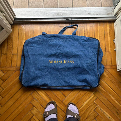 1990s Armani Jeans Denim Duffle Bag