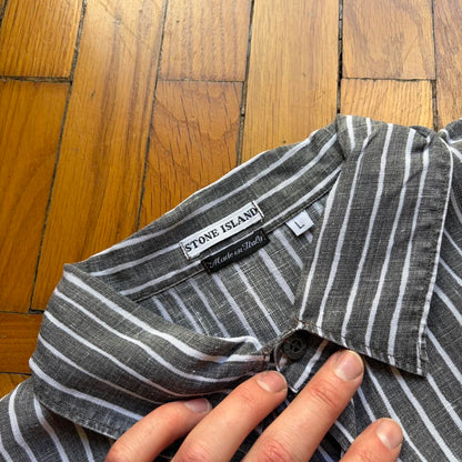2000s Stone Island Linen Shirt Striped L