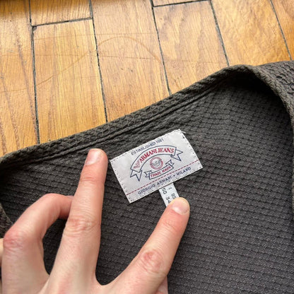 1990s Armani Jeans Textured Waistcoat Grey M