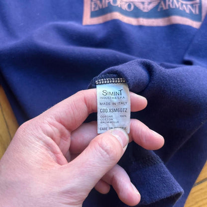 1990s Emporio Armani Sport LS T Shirt Navy S