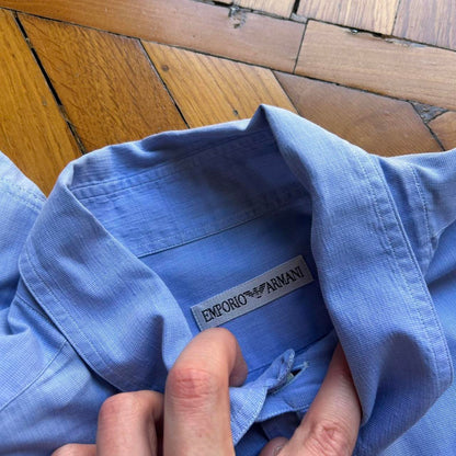 1990s Emporio Armani Shirt Blue XL