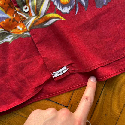1990s CP Company Floral Shirt Red L