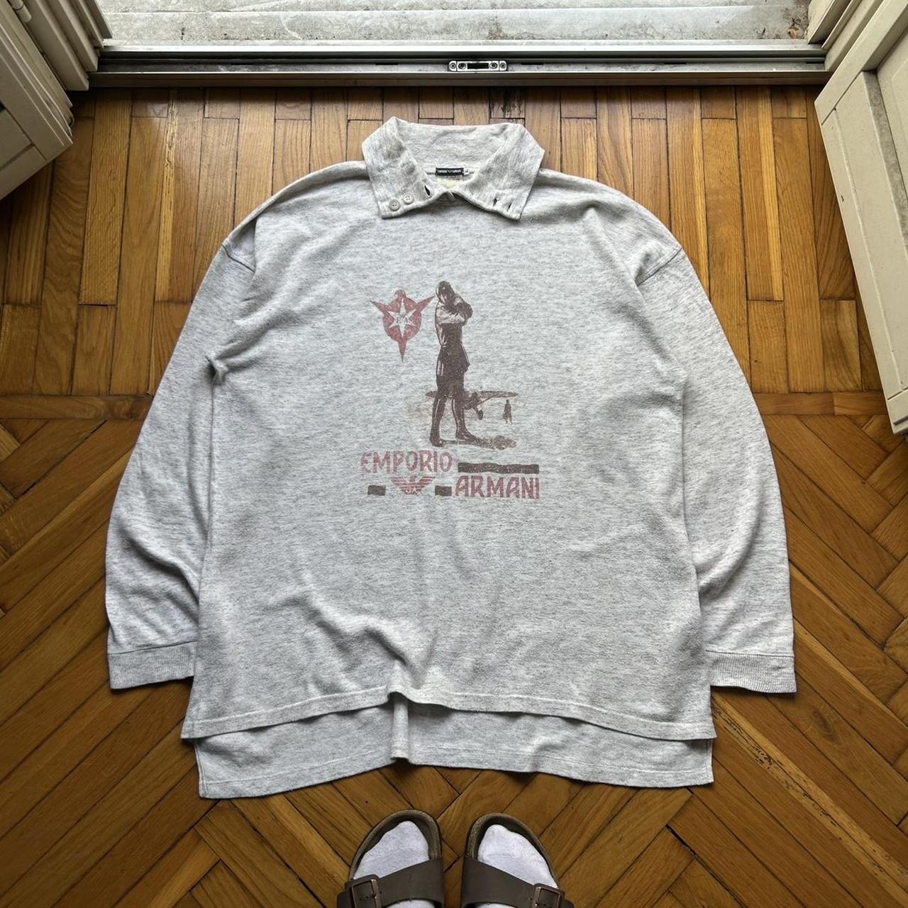 1980s Emporio Armani Graphic Sweatshirt Grey XL