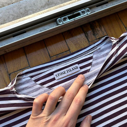 1980s Stone Island Mako Cotton Striped T Shirt XXL