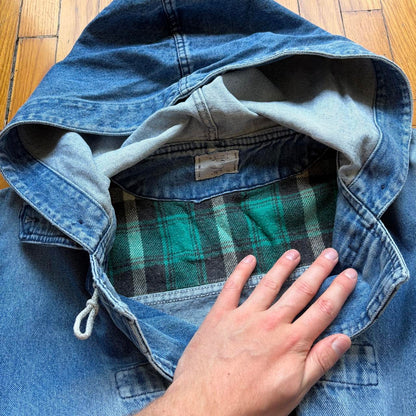 1990s Valentino Denim Duffle Coat XL