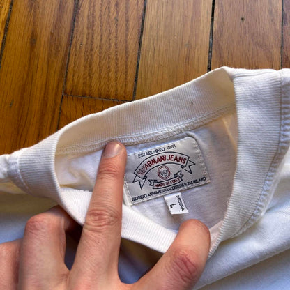 1990s Armani Jeans Graphic T Shirt White L