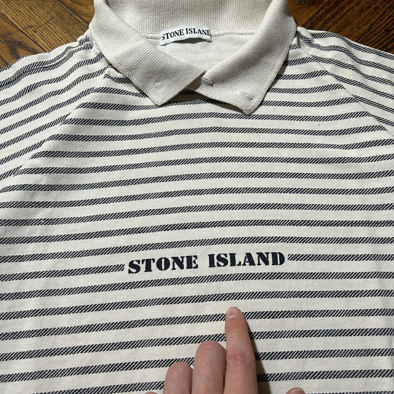 1988 Stone Island Striped Polo Shirt L