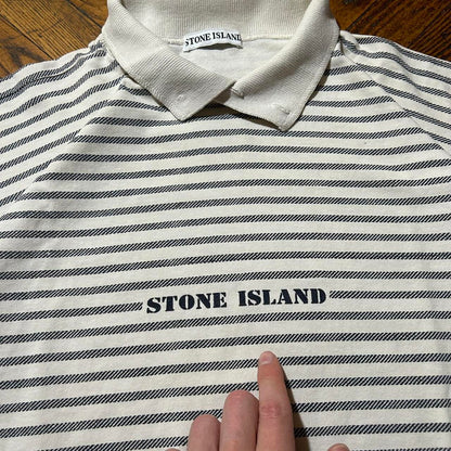 1988 Stone Island Striped Polo Shirt L
