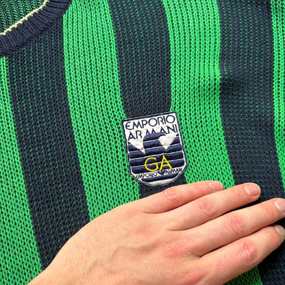 1980s Emporio Armani Striped Knitted Jumper L