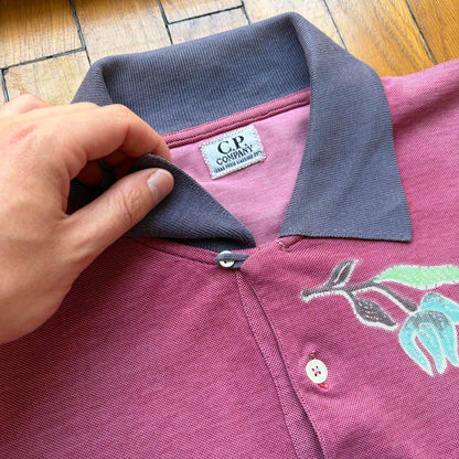 1980s CP Company Floral Polo Shirt L