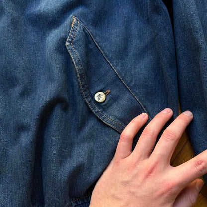 1980s Emporio Armani Denim Bomber Jacket XL