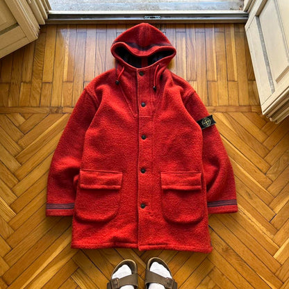 1980s Stone Island Montgomery Duffle Coat Red M
