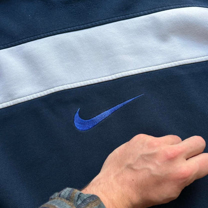 1990s Nike Swoosh Hoodie Navy XL
