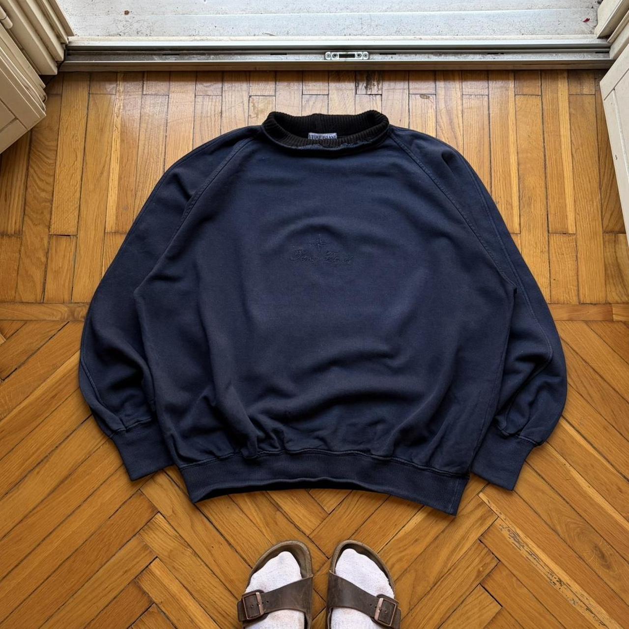 1980s Stone Island Script Sweatshirt Navy XL