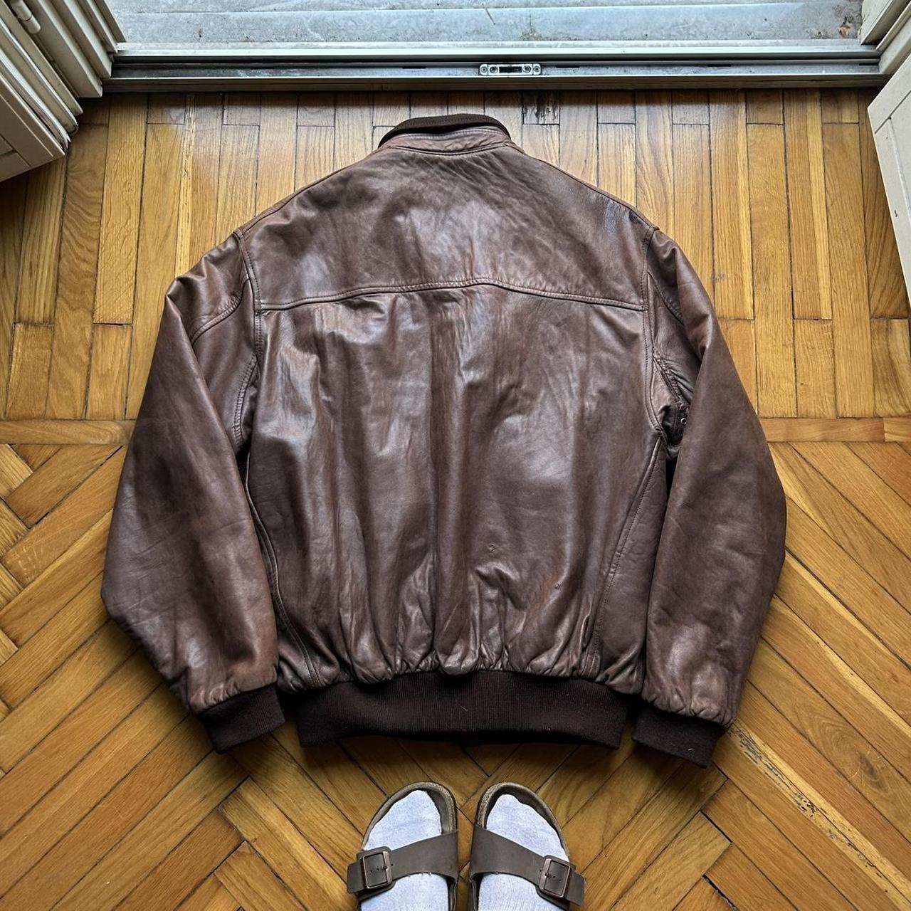 1990s Chevignon Leather Jacket Brown XXL