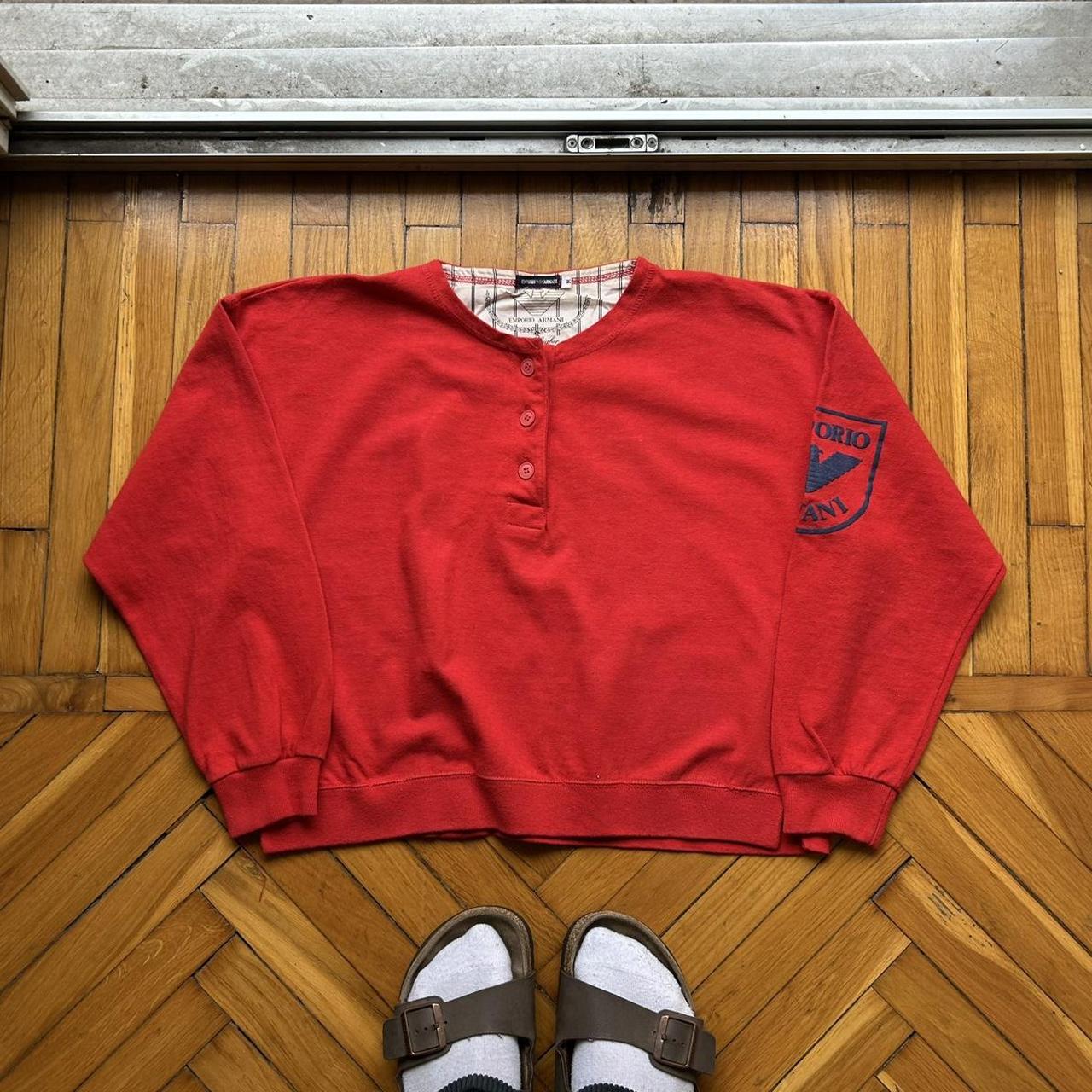 1980s Emporio Armani LS T Shirt Red Women's S