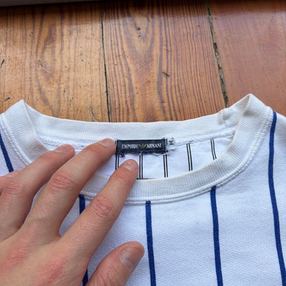 1980s Emporio Armani Striped Sweatshirt M