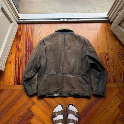 1980s Emporio Armani Shearling Leather Jacket M