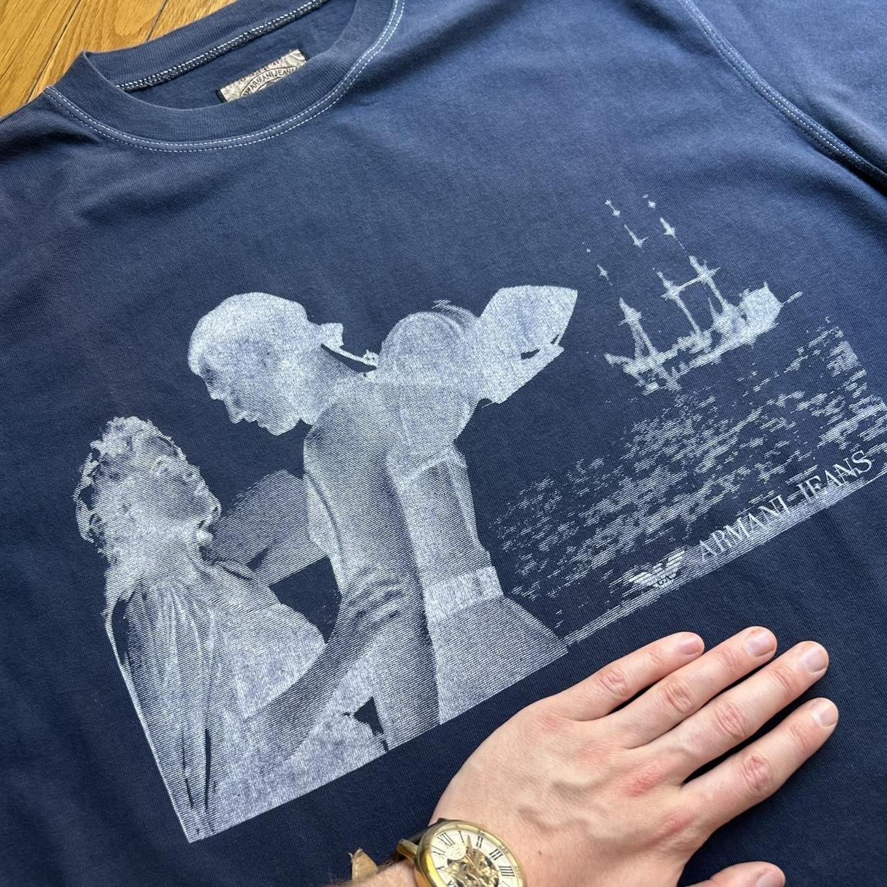 1990s Armani Jeans Graphic T Shirt Navy L