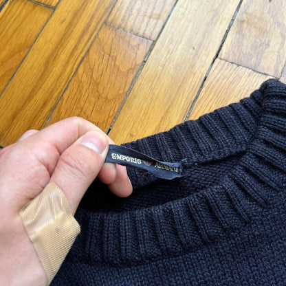 1980s Emporio Armani Knitted Jumper Navy L