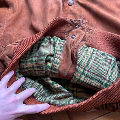 1990s Hugo Boss Suede Leather Jacket XL