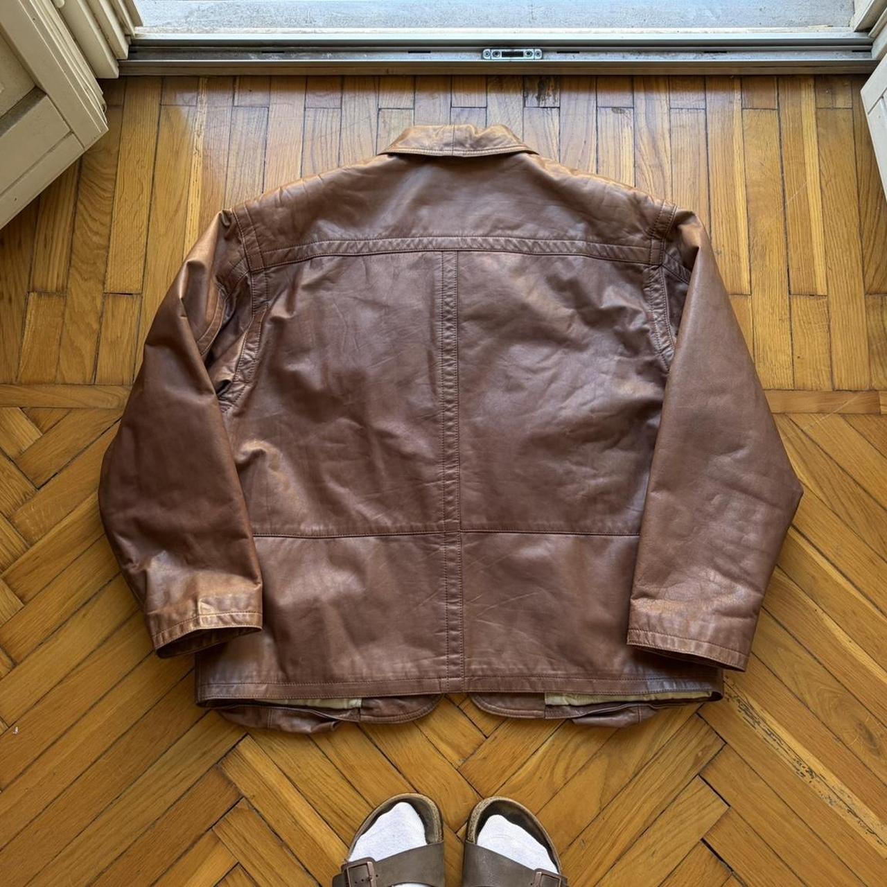 1980s Emporio Armani Leather Jacket Brown XL