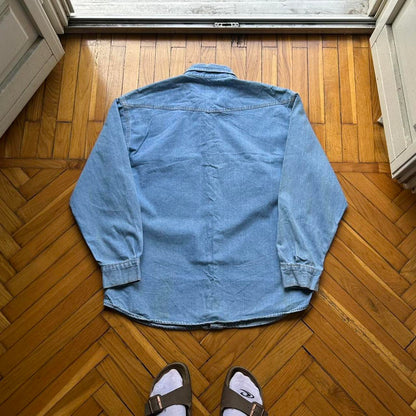 1990s Avirex Denim Shirt Blue XL