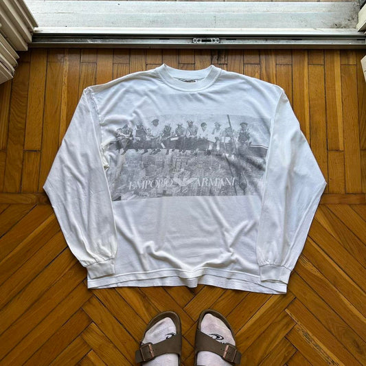 1990s Armani Jeans LS Graphic T Shirt L