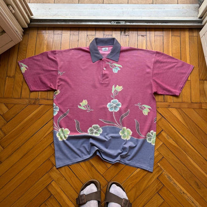 1980s CP Company Floral Polo Shirt L