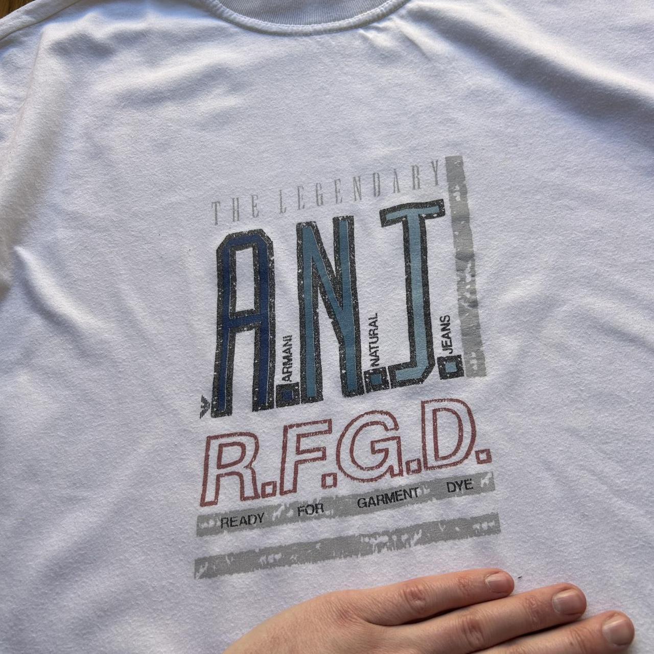 1990s Armani Jeans Graphic T Shirt White L