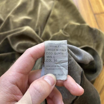 1990s Armani Jeans Velour Sweatshirt Khaki L