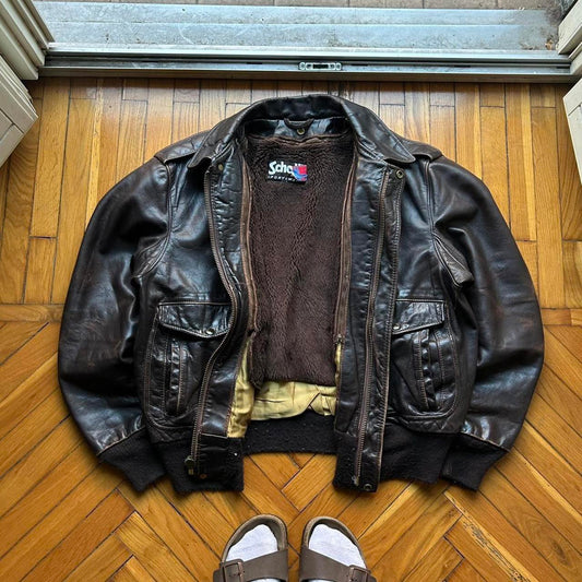 1990s Schott Leather Jacket Brown L