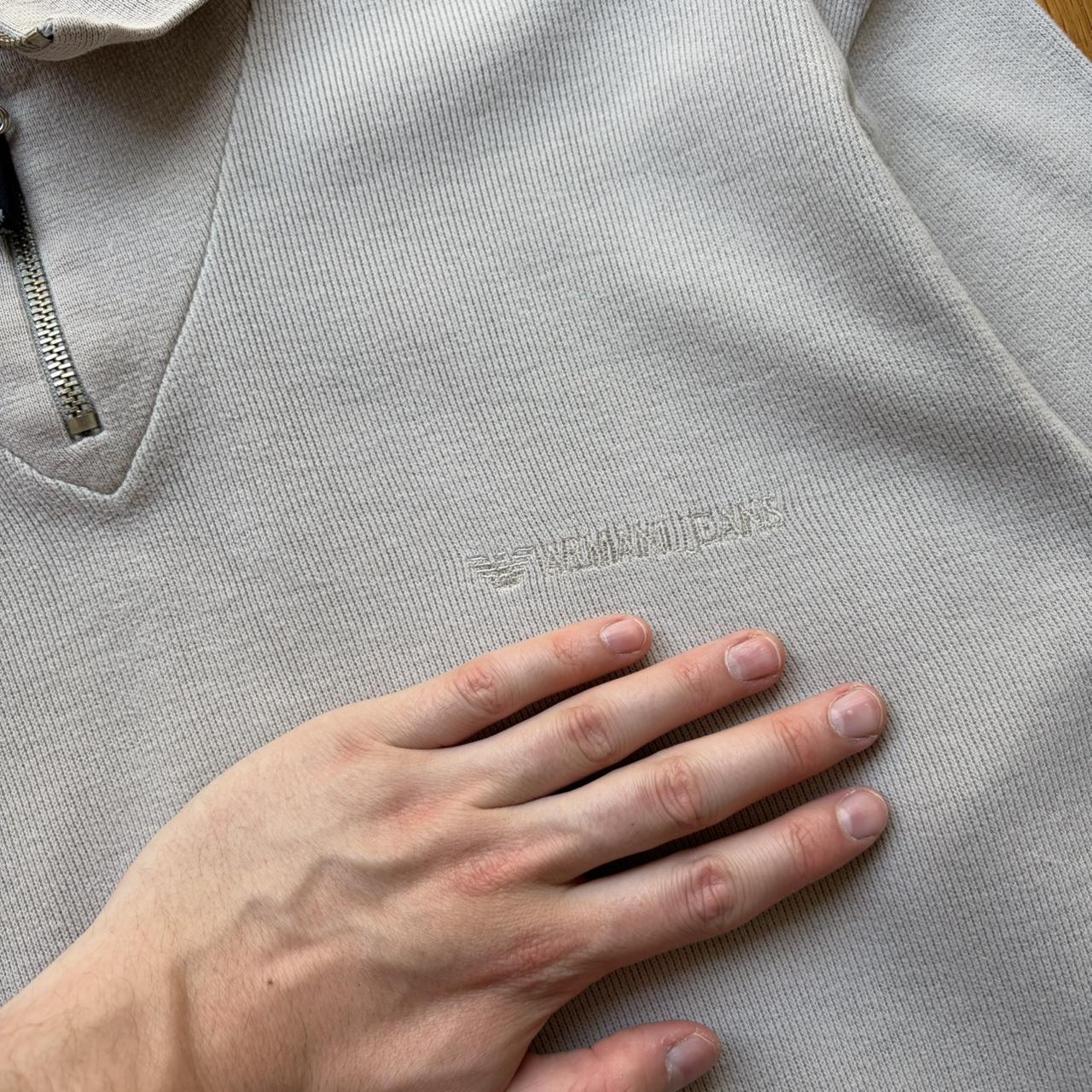 1990s Armani Jeans Q Zip Sweatshirt Beige M