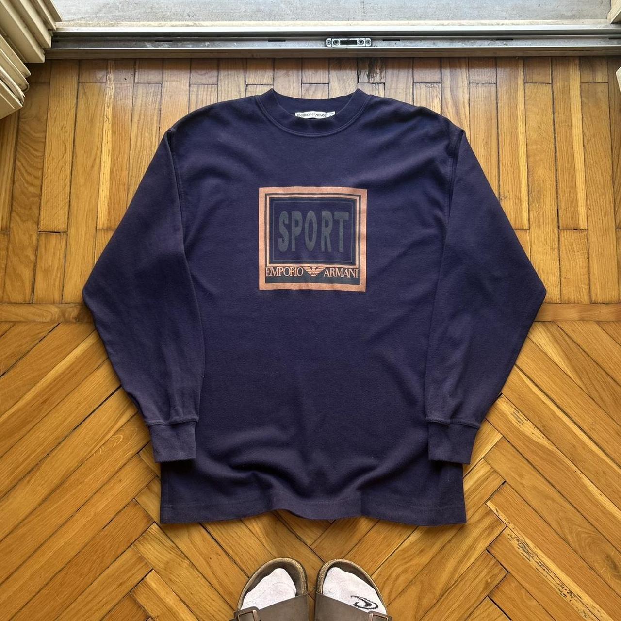 1990s Emporio Armani Sport LS T Shirt Navy S