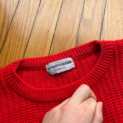 1980s Emporio Armani Knitted Jumper Red L