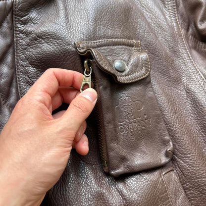 1980s CP Company Dutch Police Leather Jacket L