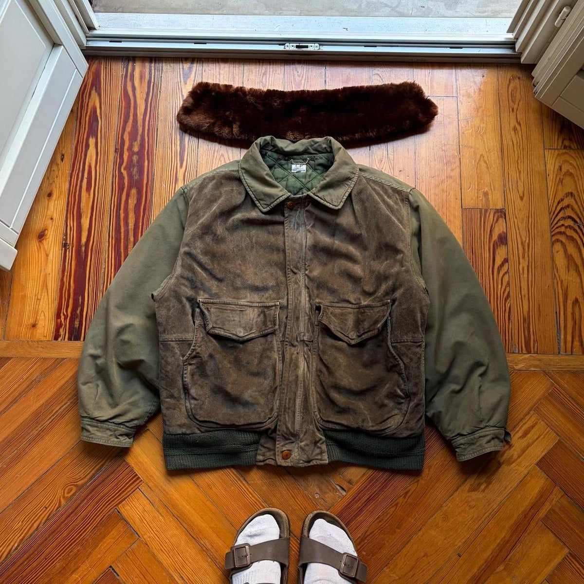1988 CP Company Suede & Cotton Bomber Jacket M