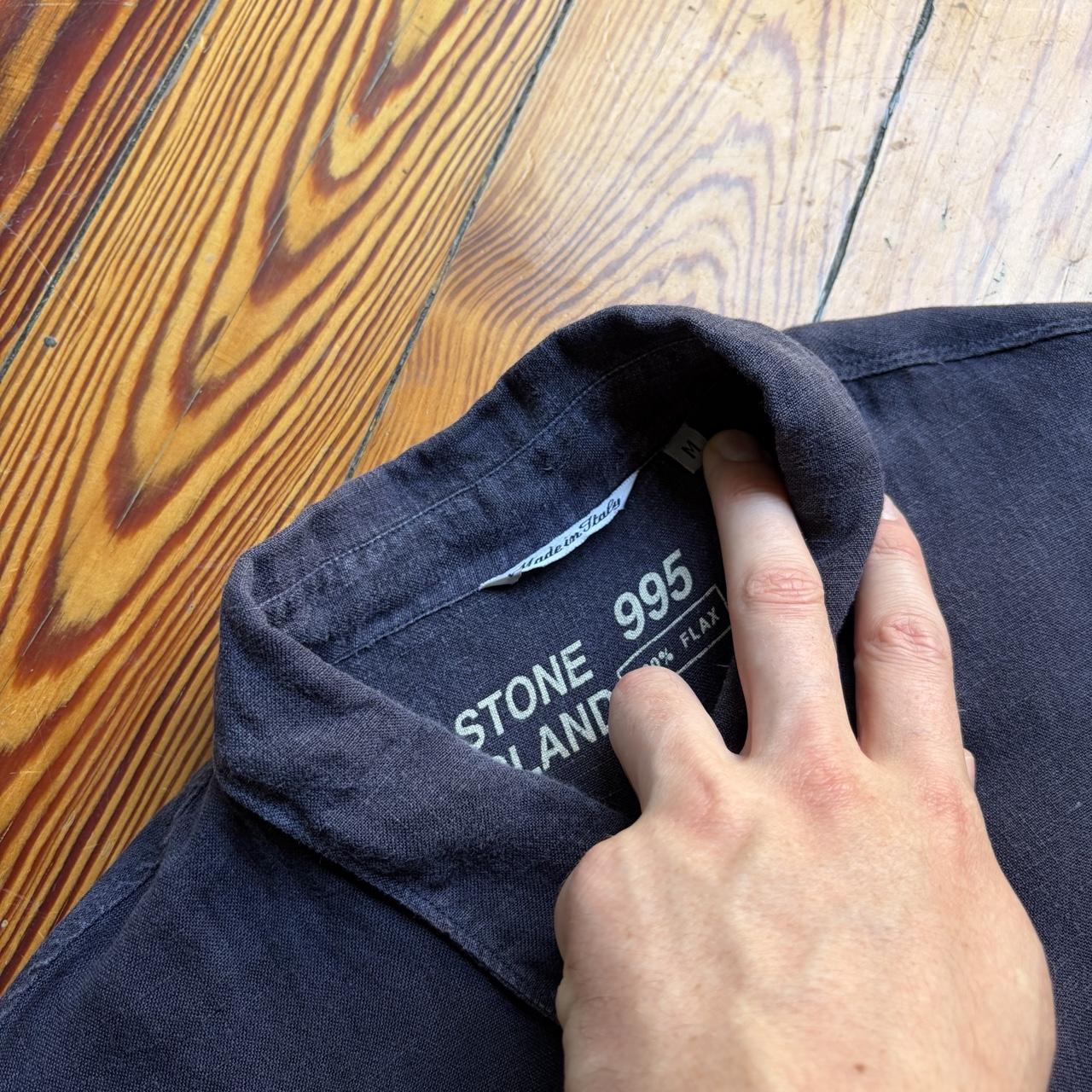 1995 Stone Island Marina Linen Shirt Black L