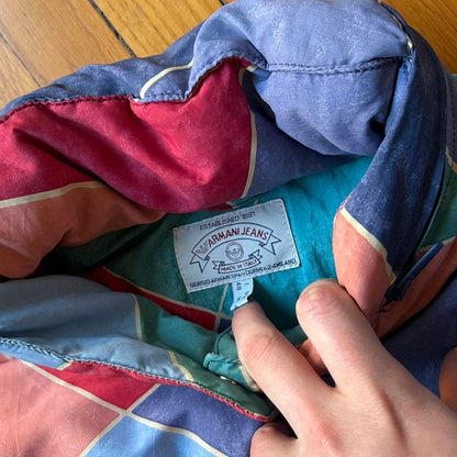 1990s Armani Jeans Multicoloured Puffer Jacket XL