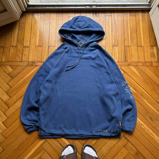 1990s Armani Jeans Stonewashed Hoodie Blue XL