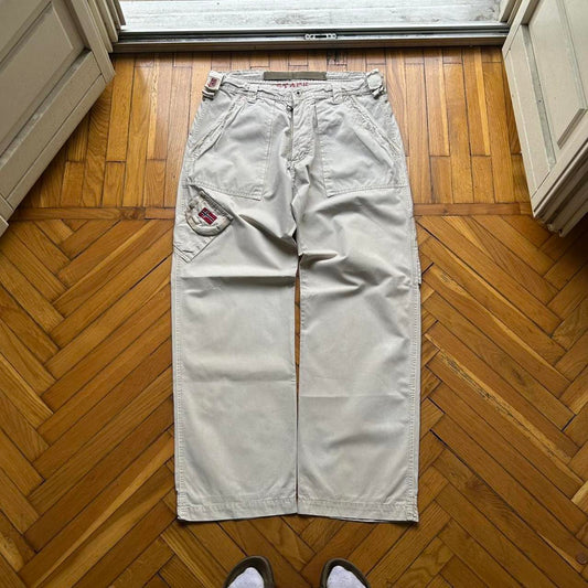 2000s Napapijri Cargo Trousers Beige 36W 34L