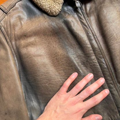 1980s Emporio Armani Shearling Leather Jacket M