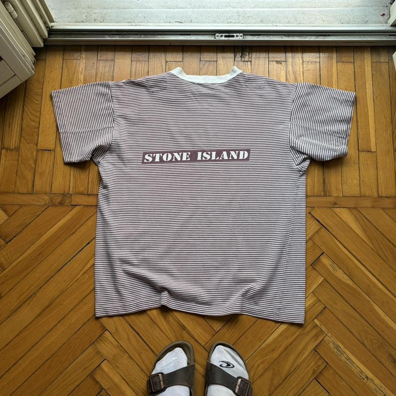 1990s Stone Island Striped T Shirt L