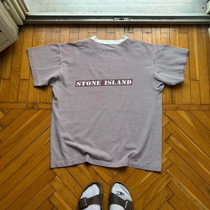 1990s Stone Island Striped T Shirt L