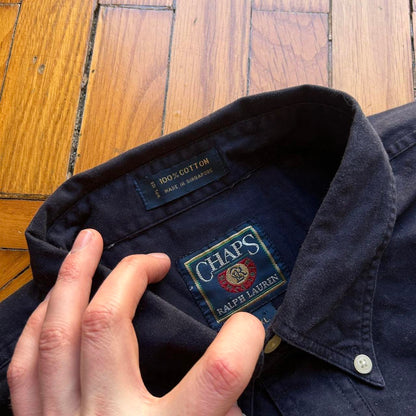 1990s Chaps By Ralph Lauren Striped Shirt XL