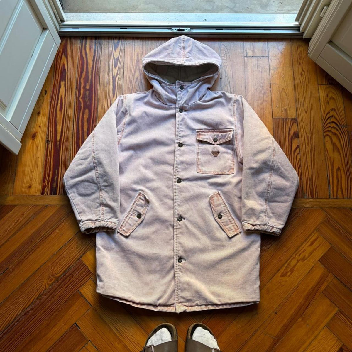 1980s Giorgio Armani Denim Coat Pink M