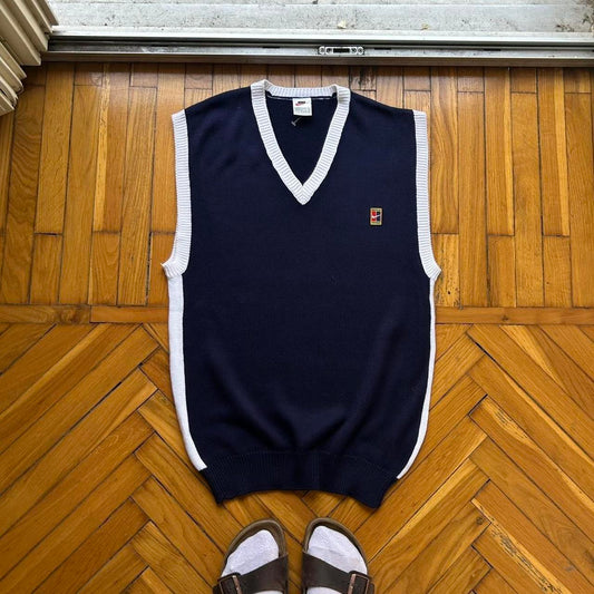 1990s Nike Tennis Court Knitted Vest Navy S