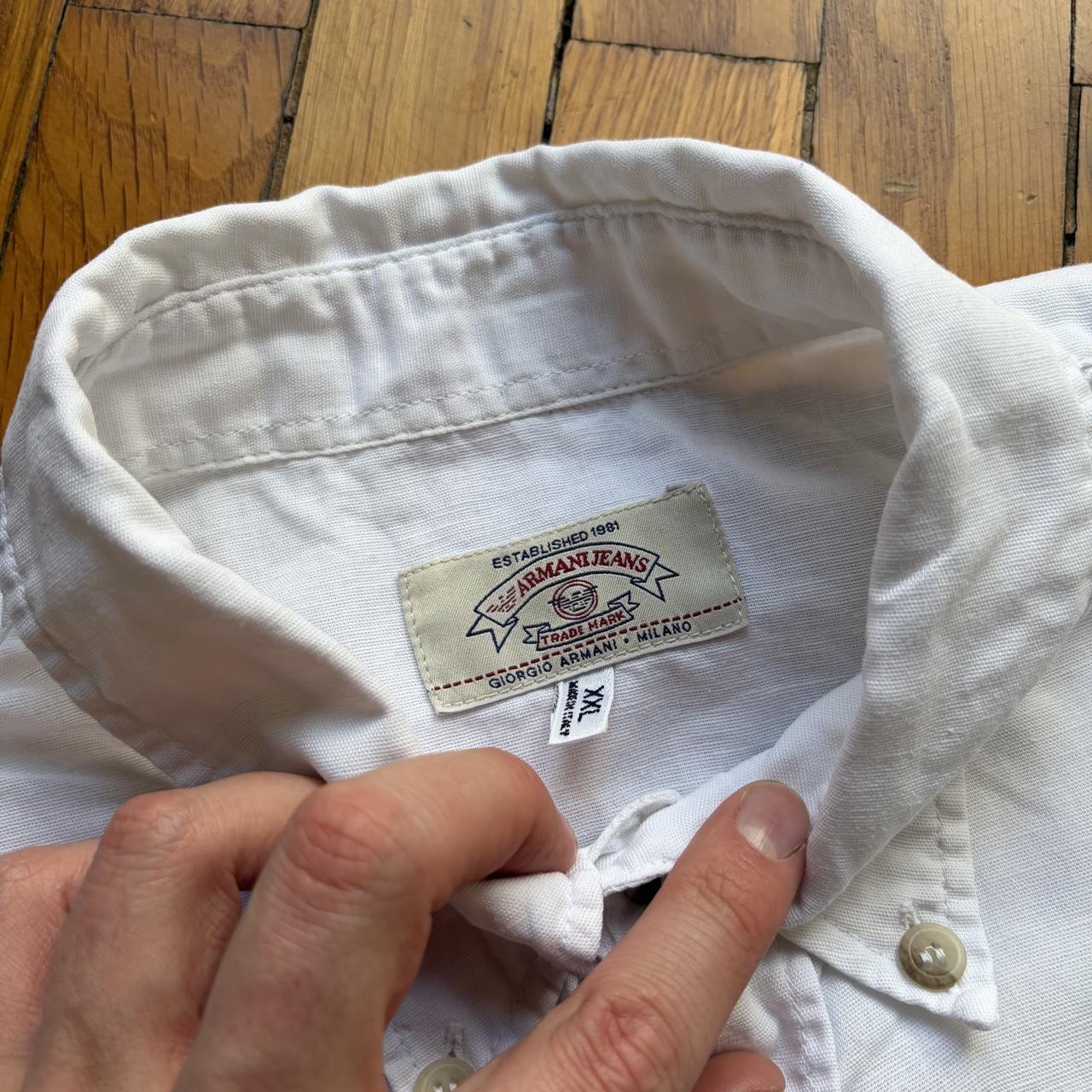 1990s Armani Jeans Linen Shirt White XXL