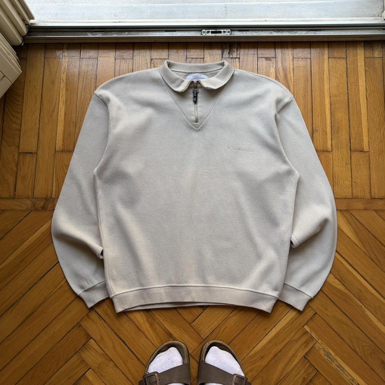1990s Armani Jeans Q Zip Sweatshirt Beige M