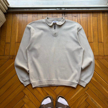 1990s Armani Jeans Q Zip Sweatshirt Beige M